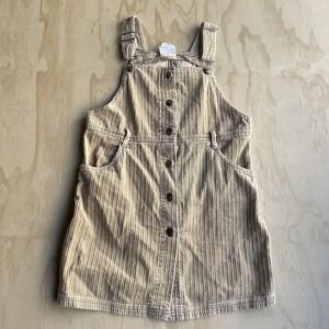 Vintage In DESIGN Overall Dress Girls 14 Beige Corduroy Button Front Pockets